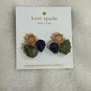 kate spade peach navy and olive cluster stud earrings